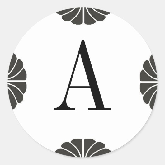 Monogrammed Black and White Sticker Letter A (Voorkant)