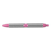 Monogrammed Black and White Zigzag Zwarte Inkt Pen (Voorkant)