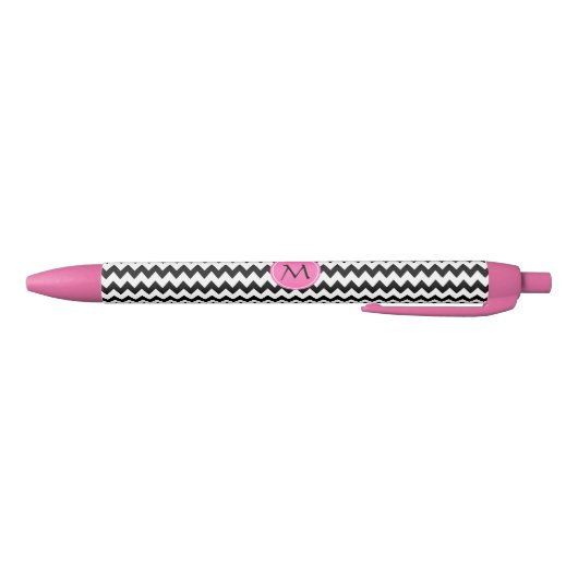 Monogrammed Black and White Zigzag Zwarte Inkt Pen (Bodem)