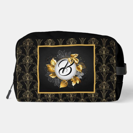 Monogrammed Black Art Deco Pearl Toilettasje (Achterkant)