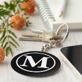 Monogrammed Black BB Sleutelhanger (Zijkant)