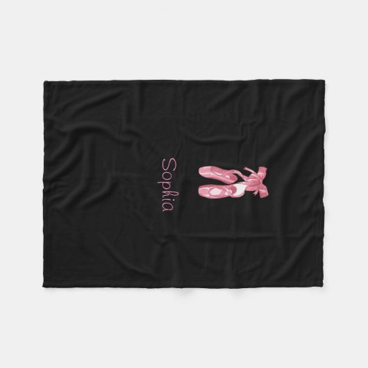Monogrammed black blanket with ballet shoes fleece deken (Voorkant (Horizontaal))