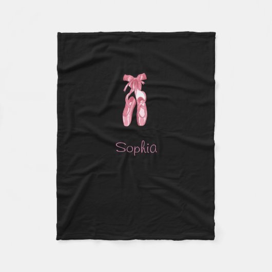 Monogrammed black blanket with ballet shoes fleece deken (Voorkant)