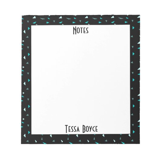 Monogrammed Black Blue Abstract Modern Pattern Notitieblok (Voorkant)