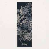 Monogrammed Black & Blue Mandala Pattern Yoga Mat (Voorkant)