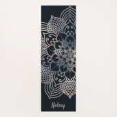 Monogrammed Black & Blue Mandala Pattern Yoga Mat (Achterkant)