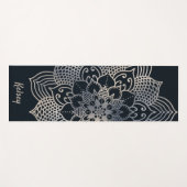 Monogrammed Black & Blue Mandala Pattern Yoga Mat (Voorkant (horizontaal))