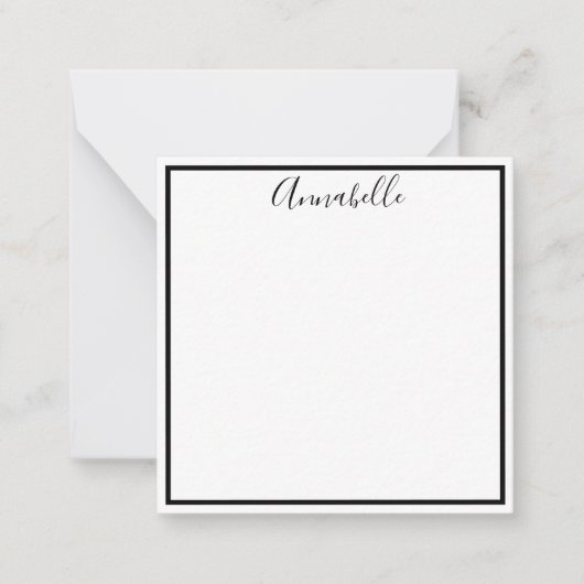 Monogrammed Black Boarder Note Card & Envelope Notitiekaartje (Voorkant)