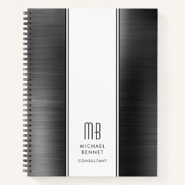 Monogrammed Black Borhed Metallic Business Notitieboek