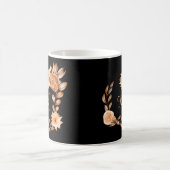 Monogrammed Black Brown and Peach Floral Koffiemok (Center)