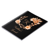Monogrammed Black Brown and Peach Floral Notitieboek (Linkerzijde)