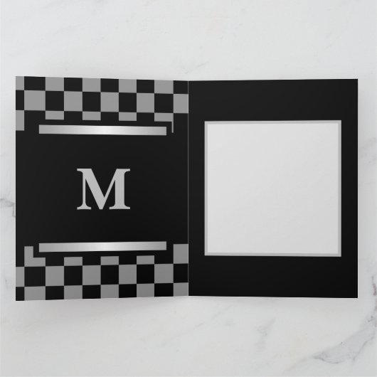 Monogrammed Black Checkered Kaart (Binnen)