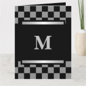 Monogrammed Black Checkered Kaart (Voorkant)