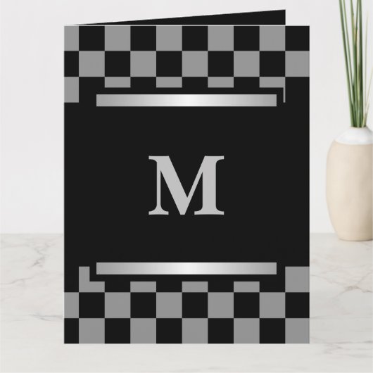 Monogrammed Black Checkered Kaart (Voorkant)