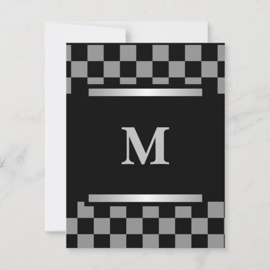 Monogrammed Black Checkered Kaart (Voorkant)