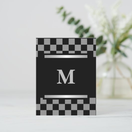 Monogrammed Black Checkered Kaart (Staand voorkant)