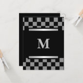 Monogrammed Black Checkered Kaart (Voorkant / Achterkant in situ)