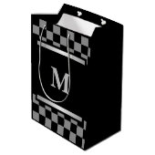 Monogrammed Black Checkered Medium Cadeauzakje (Achterkant Gekanteld)