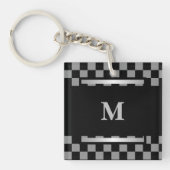 Monogrammed Black Checkered Sleutelhanger (voorkant)
