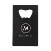 Monogrammed Black Creditkaart Flessenopener (Voorkant)