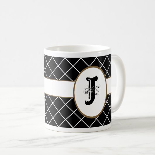 Monogrammed Black Diamond Koffiemok (Voorkant rechts)
