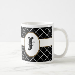 Monogrammed Black Diamond Koffiemok