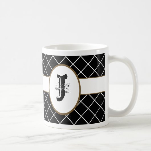 Monogrammed Black Diamond Koffiemok (Rechts)