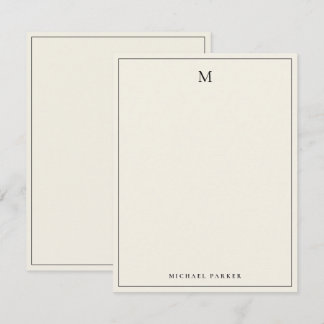 Monogrammed Black & Ecru Professional  Bedankkaart