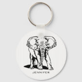 Monogrammed Black Elephant Sleutelhanger (Voorkant)