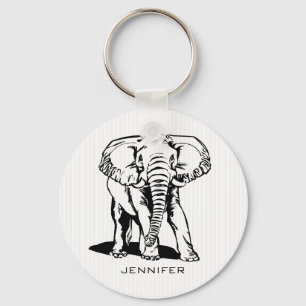 Monogrammed Black Elephant Sleutelhanger