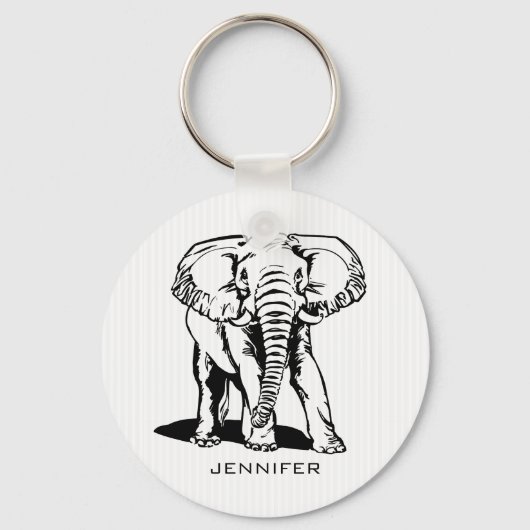 Monogrammed Black Elephant Sleutelhanger (Voorkant)