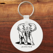 Monogrammed Black Elephant Sleutelhanger (Voorkant)