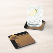 Monogrammed Black en FAUX Copper Onderzetter Set ( (Rechterzijde)