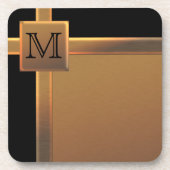 Monogrammed Black en FAUX Copper Onderzetter Set ( (Voorkant)