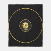 Monogrammed Black en Gold Fleece Deken (Voorkant)
