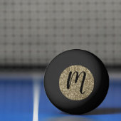 Monogrammed Black en Gold Glitter Elegant Pingpongbal (Net)