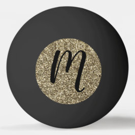 Monogrammed Black en Gold Glitter Elegant Pingpongbal