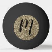 Monogrammed Black en Gold Glitter Elegant Pingpongbal (Achterkant)