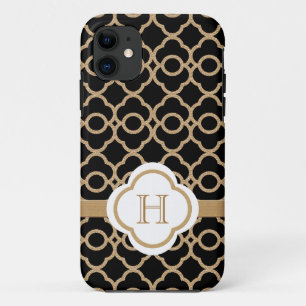 Monogrammed Black en Gold Moroccan Case-Mate iPhone Case