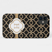 Monogrammed Black en Gold Moroccan Case-Mate iPhone Case (Achterkant (horizontaal))