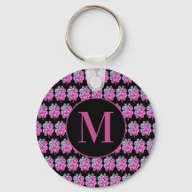 Monogrammed Black en Roze Four Leaf Clovers