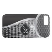 Monogrammed Black en Silver Mesh Case-Mate iPhone Case (Achterkant (Horizontaal))