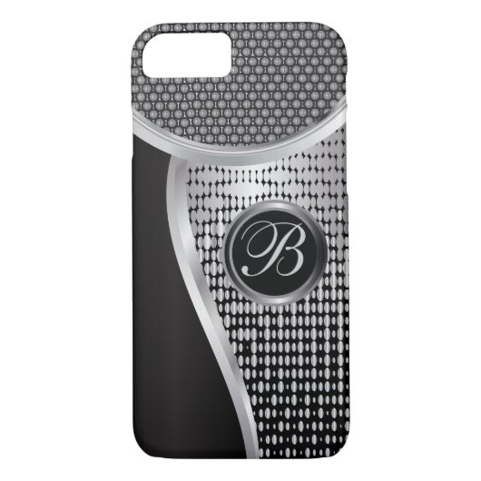 Monogrammed Black en Silver Mesh Case-Mate iPhone Case (Achterkant)
