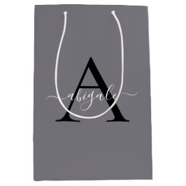 Monogrammed Black Fossil Grey | Minimale legant Medium Cadeauzakje