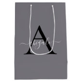 Monogrammed Black Fossil Grey | Minimale legant Medium Cadeauzakje (Achterkant)
