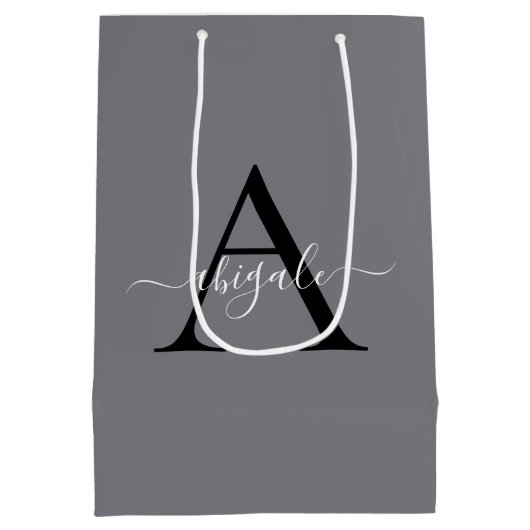 Monogrammed Black Fossil Grey | Minimale legant Medium Cadeauzakje (Achterkant)