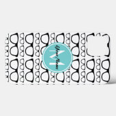 Monogrammed Black Glasses Aqua Persoonlijke naam Case-Mate iPhone Case (Achterkant (horizontaal))