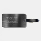 Monogrammed Black Glitter Drip Brushed Metal Bagagelabel (Achterkant horizontaal)