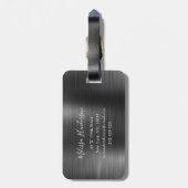 Monogrammed Black Glitter Drip Metal Bagagelabel (Achterkant verticaal)