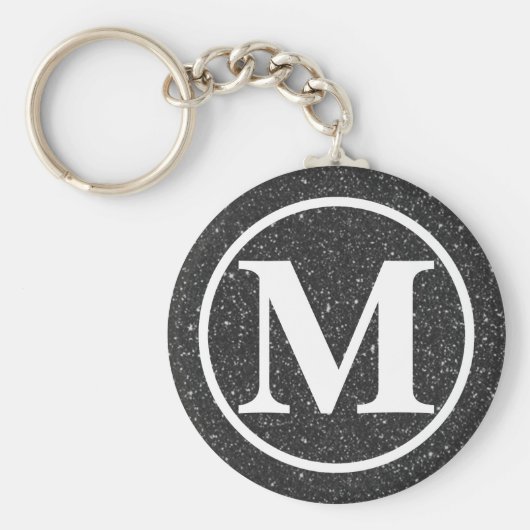 Monogrammed Black Glitz BB Sleutelhanger (Voorkant)